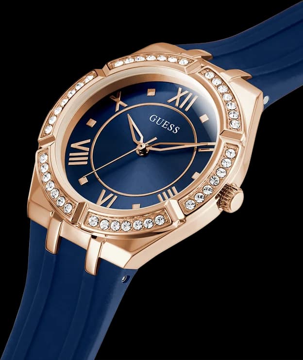 Montre Femme Guess Cosmo GW0034L4 Silicone Bleu et Or Rose vue 2