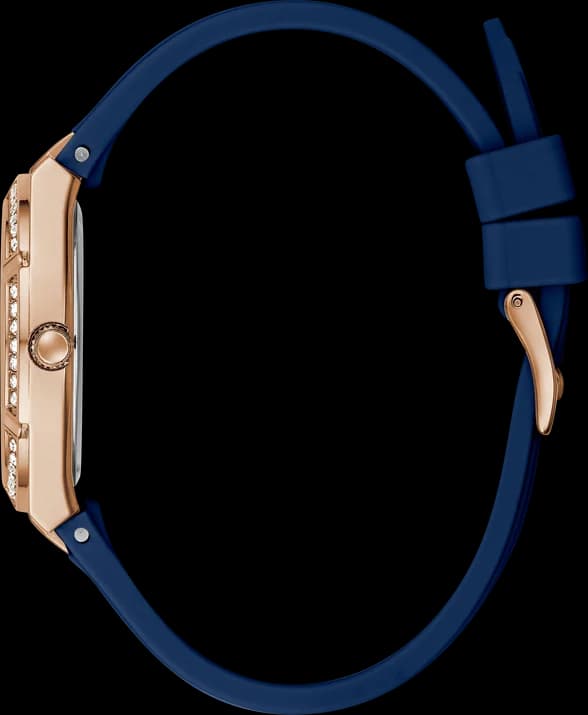 Montre Femme Guess Cosmo GW0034L4 Silicone Bleu et Or Rose vue 3