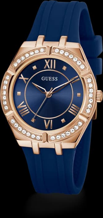 Montre Femme Guess Cosmo GW0034L4 Silicone Bleu et Or Rose vue 5
