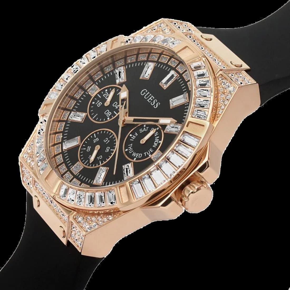 Montre Guess GW0118L2 avec bracelet en silicone noir vue 2