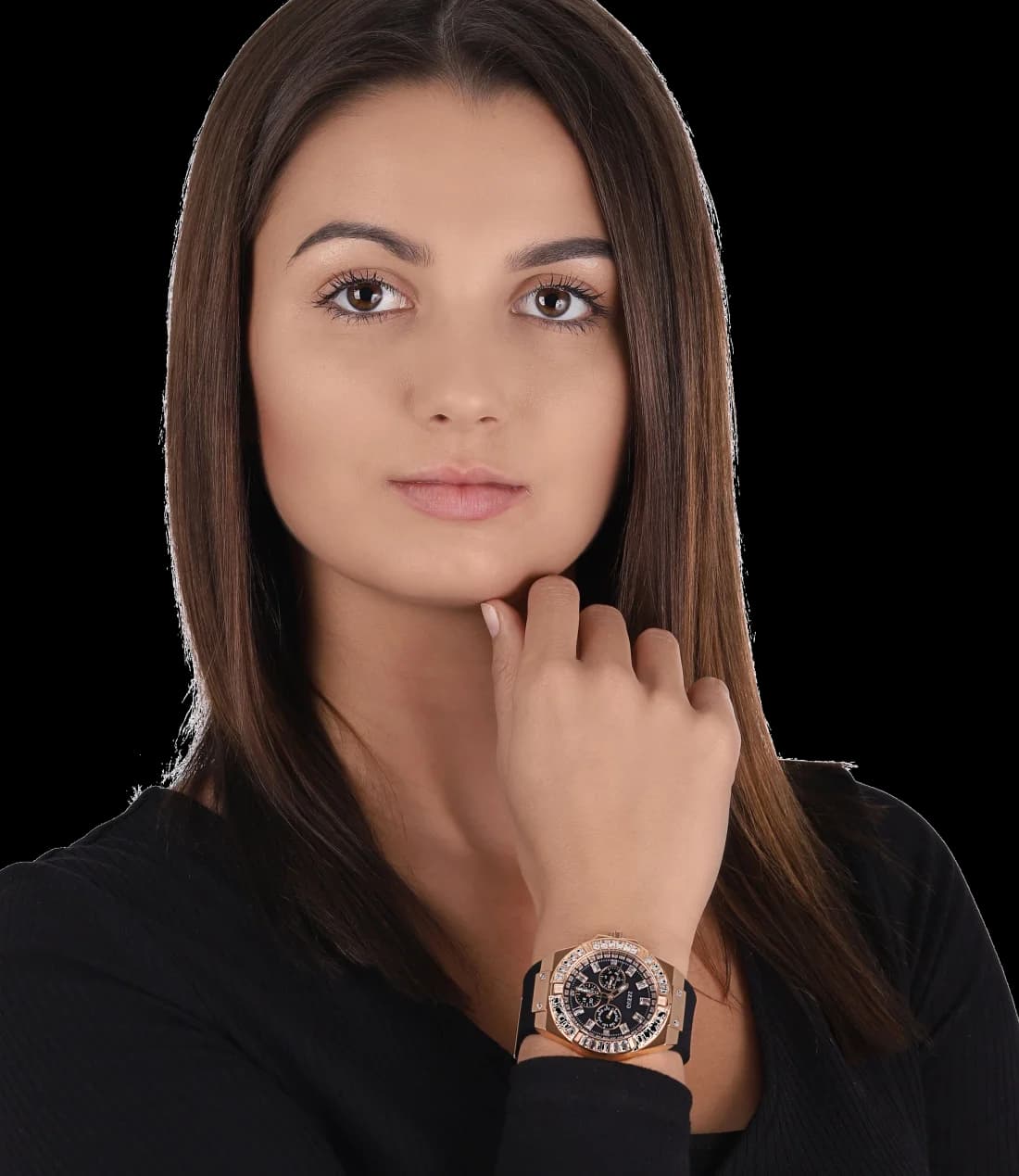 Montre Guess GW0118L2 avec bracelet en silicone noir vue 4