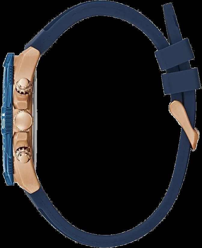 Montre Homme Guess GW0211G4 Cadran bleu bracelet en silicone bleu multifonction vue 2