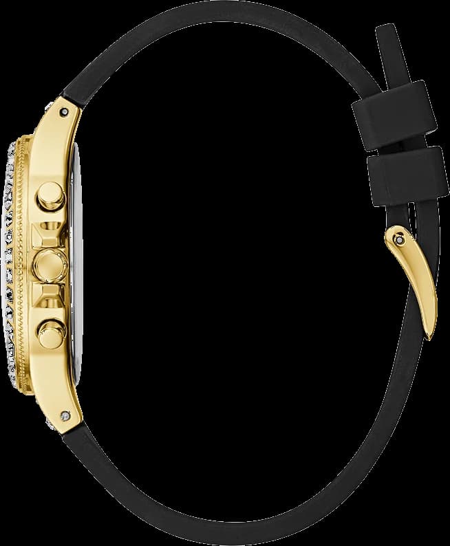 Montre Femme Guess Moonlight GW0257L1G bracelet silicone noir cadran multifonction vue 3