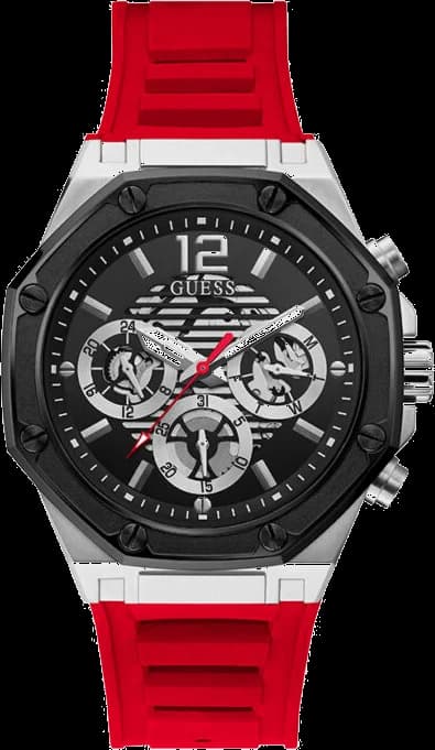 Guess GW0263G3 [affichage du cadran noir et du bracelet argenté] — Montres Outlet