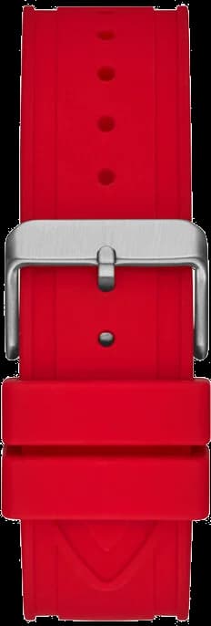 Montre Homme Guess Silver-tone GW0263G3 cadran noir bracelet en silicone rouge multifonction vue 3