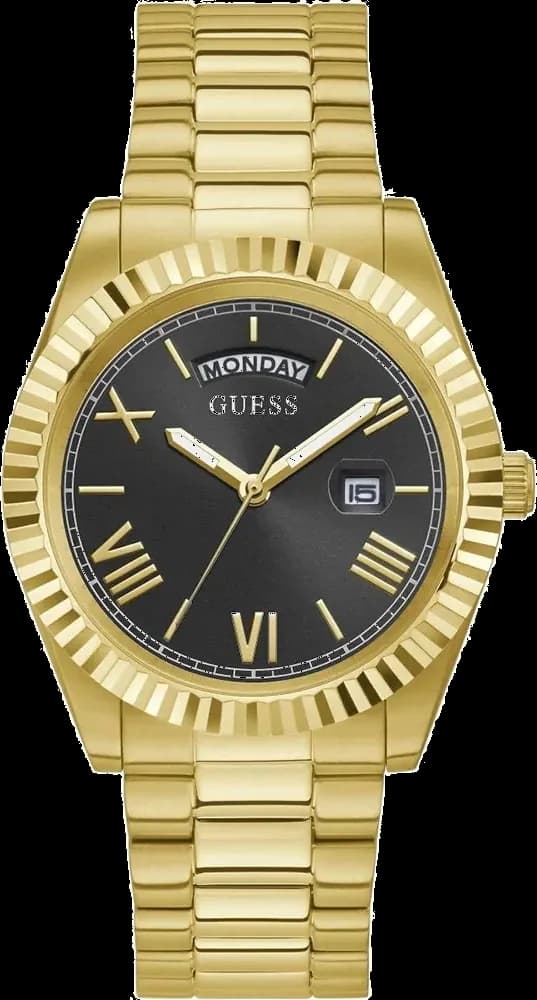 Guess GW0265G3 chronographe noir avec bracelet en cuir — Montres Outlet