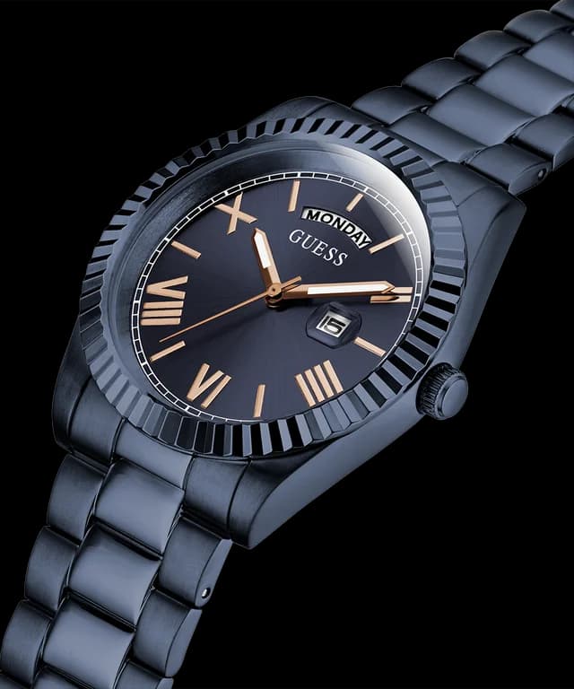 Montre Homme Guess Connoisseur GW0265G9 bracelet acier bleu cadran bleu vue 3