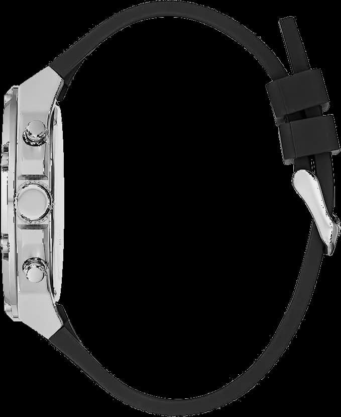 Montre Guess GW0334G1 Third Gear bracelet noir profil boîtier argent 46mm