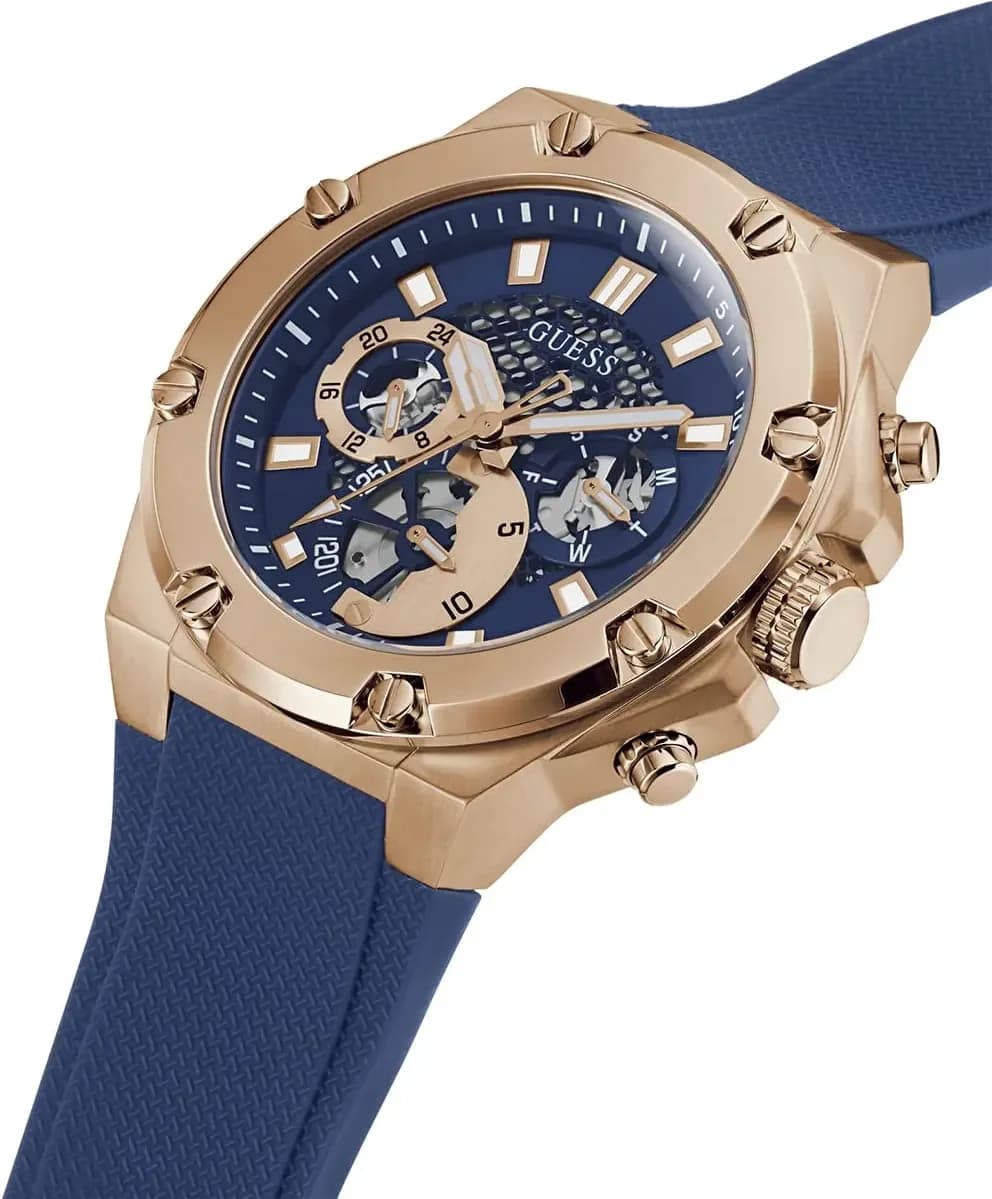 Cadran bleu Guess GW0334G3 index bâtons affichage analogique 46mm