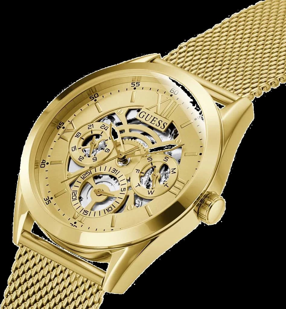 Montre Homme Guess Tailor GW0368G2 bracelet maille milanaise en acier doré vue 2