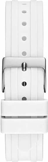 Montre Femme Guess Heiress GW0407L4 bracelet silicone blanc boitier orné de cristaux multicolores vue 3