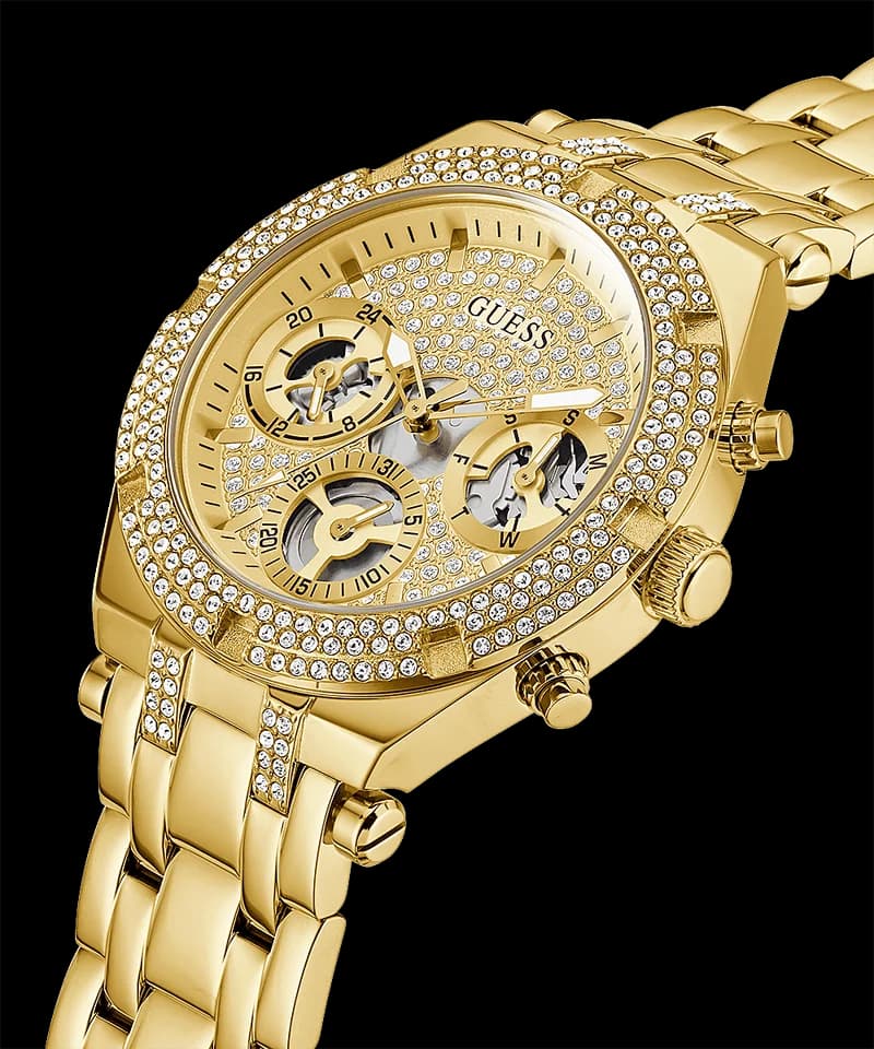 Montre Guess GW0440L2 Heiress doré jaune cadran squelette multifonction vue 2