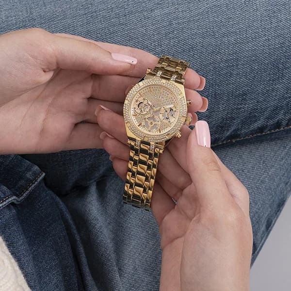 Montre Guess GW0440L2 Heiress doré jaune cadran squelette multifonction vue 4