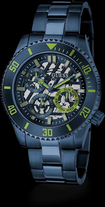 Montre Homme Axle Guess GW0488G4 bracelet acier bleu cadran squelette vue 3