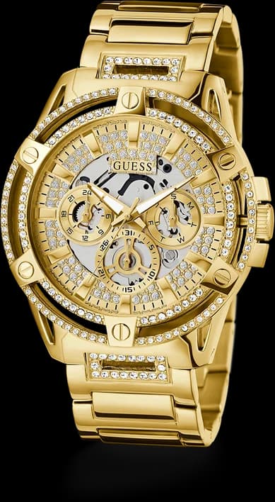 Montre Homme Guess GW0497G2 King en acier doré et strass vue 3