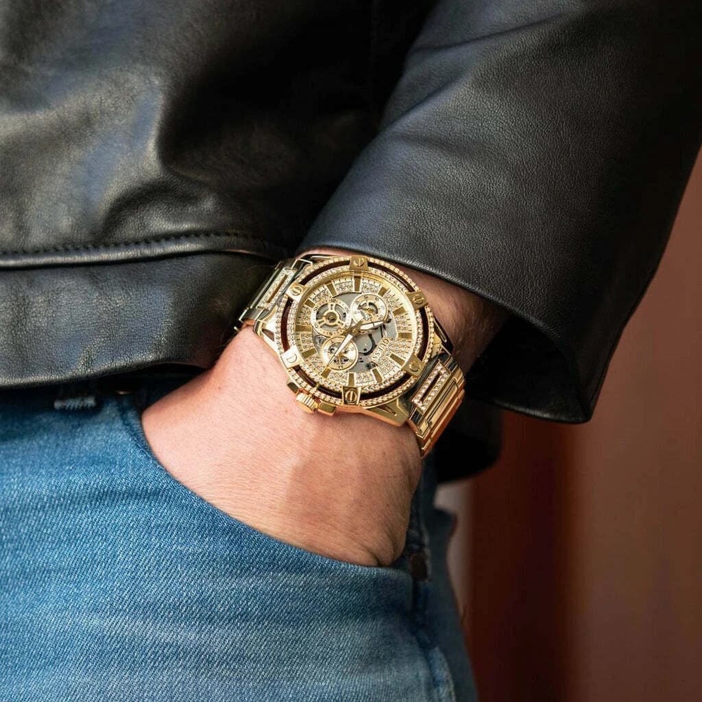 Montre Homme Guess GW0497G2 King en acier doré et strass vue 6