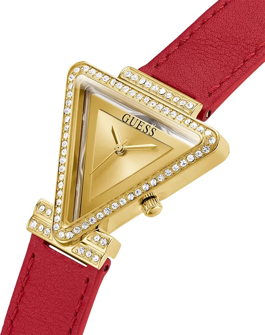 Montre Femme Guess Fame GW0504L2 Boîtier Triangle Doré et Cuir Rouge vue 2