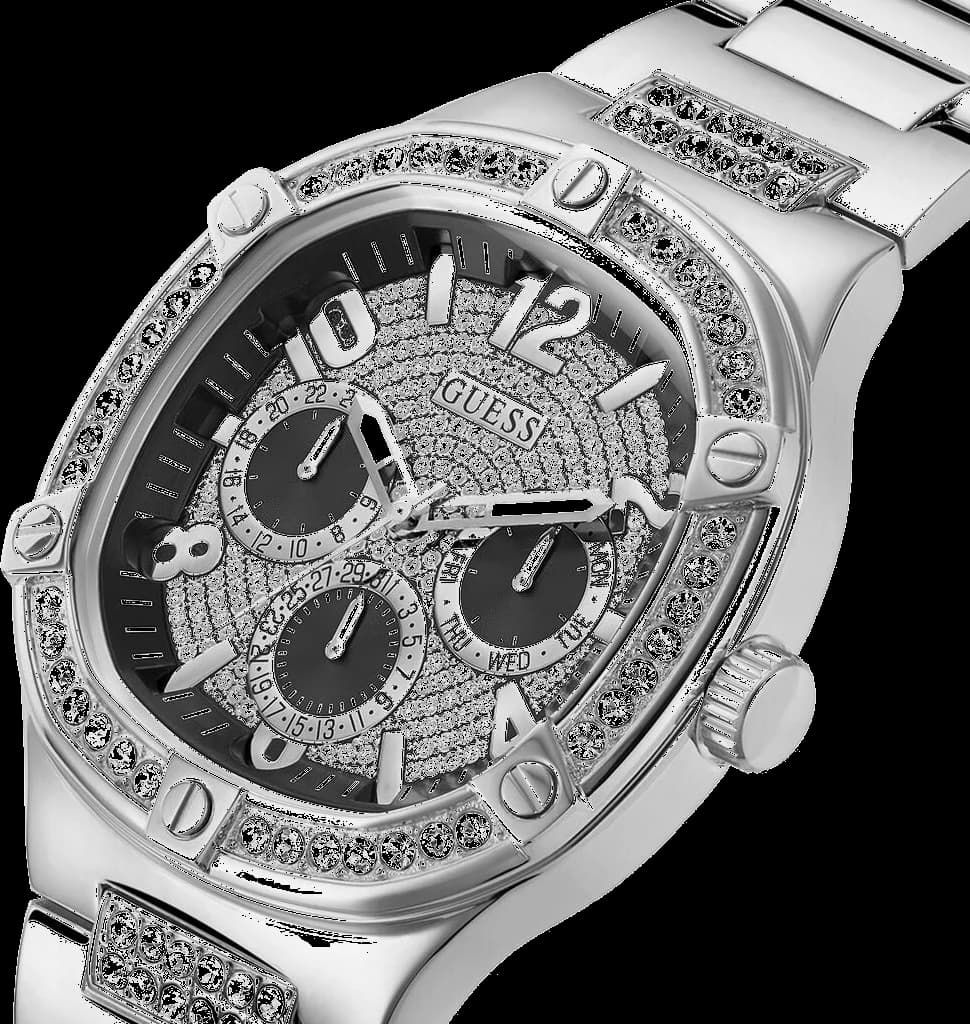 Montre Homme Guess Duke GW0576G1 bracelet argent en acier boitier orné de strass vue 4