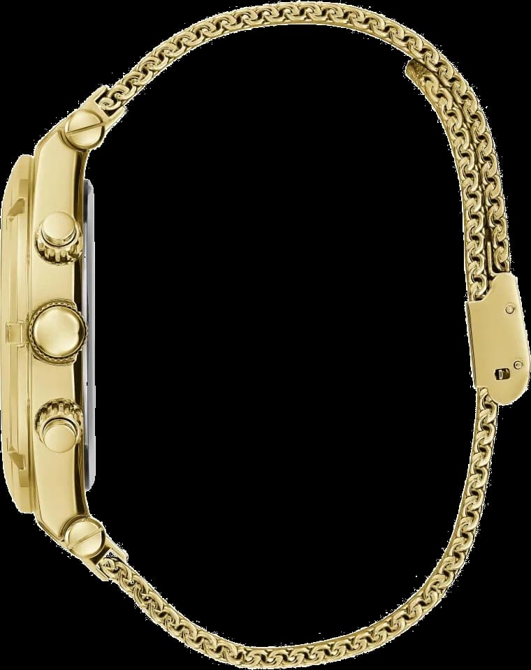 Montre Homme Guess Continental GW0582G2 bracelet doré en acier cadran noir multifonction vue 3