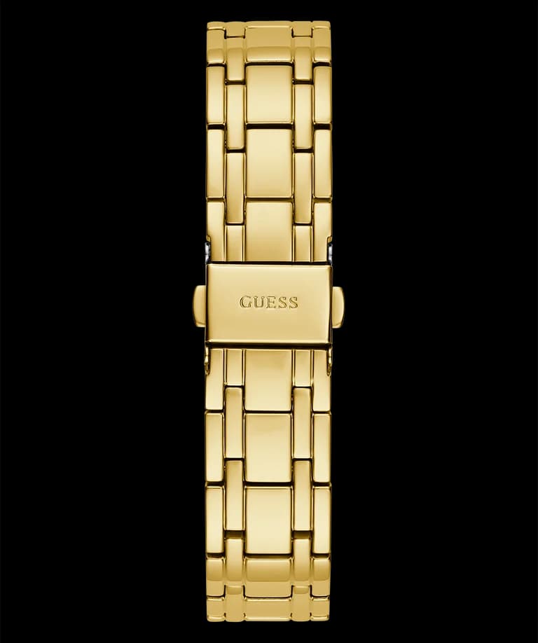 Montre Femme Guess Allara GW0604L2 bracelet acier doré cadran squelette cristaux multifonctions vue 4
