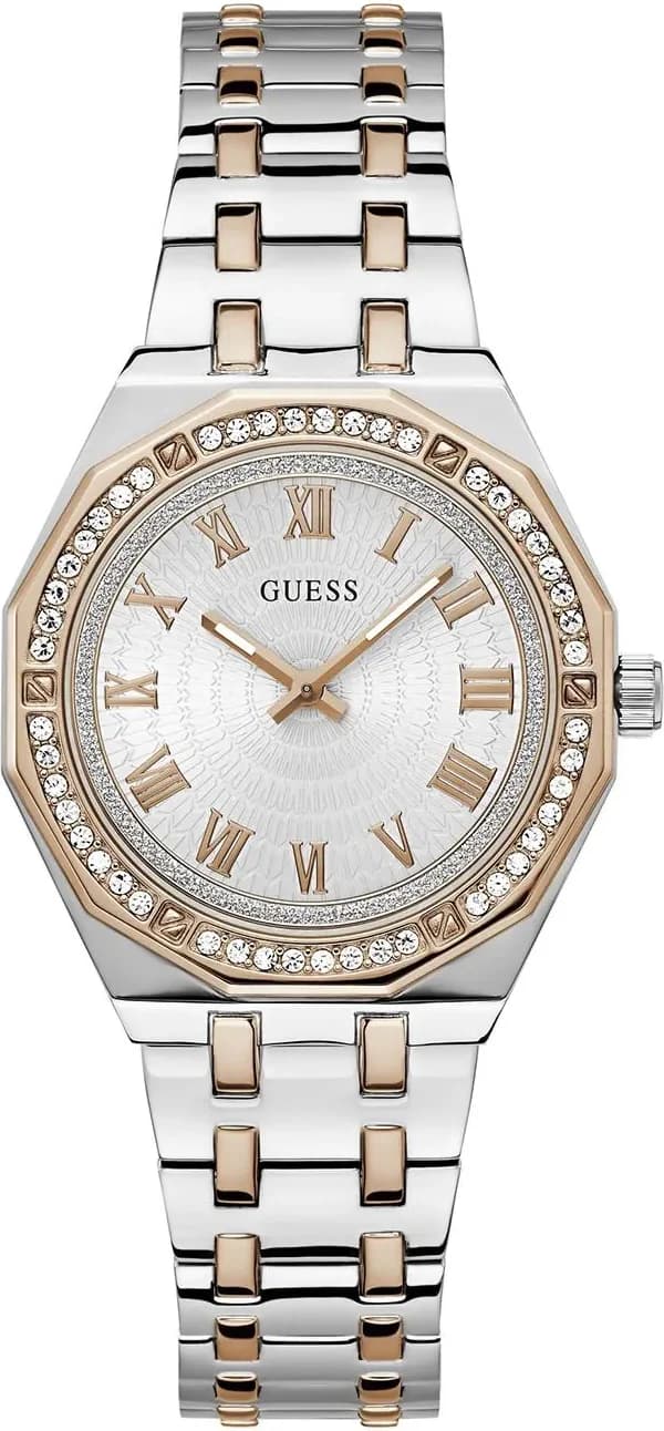 Montre Femme Guess GW0770L5 Acier Bicolore Argent et Rose Gold Cadran Guilloché