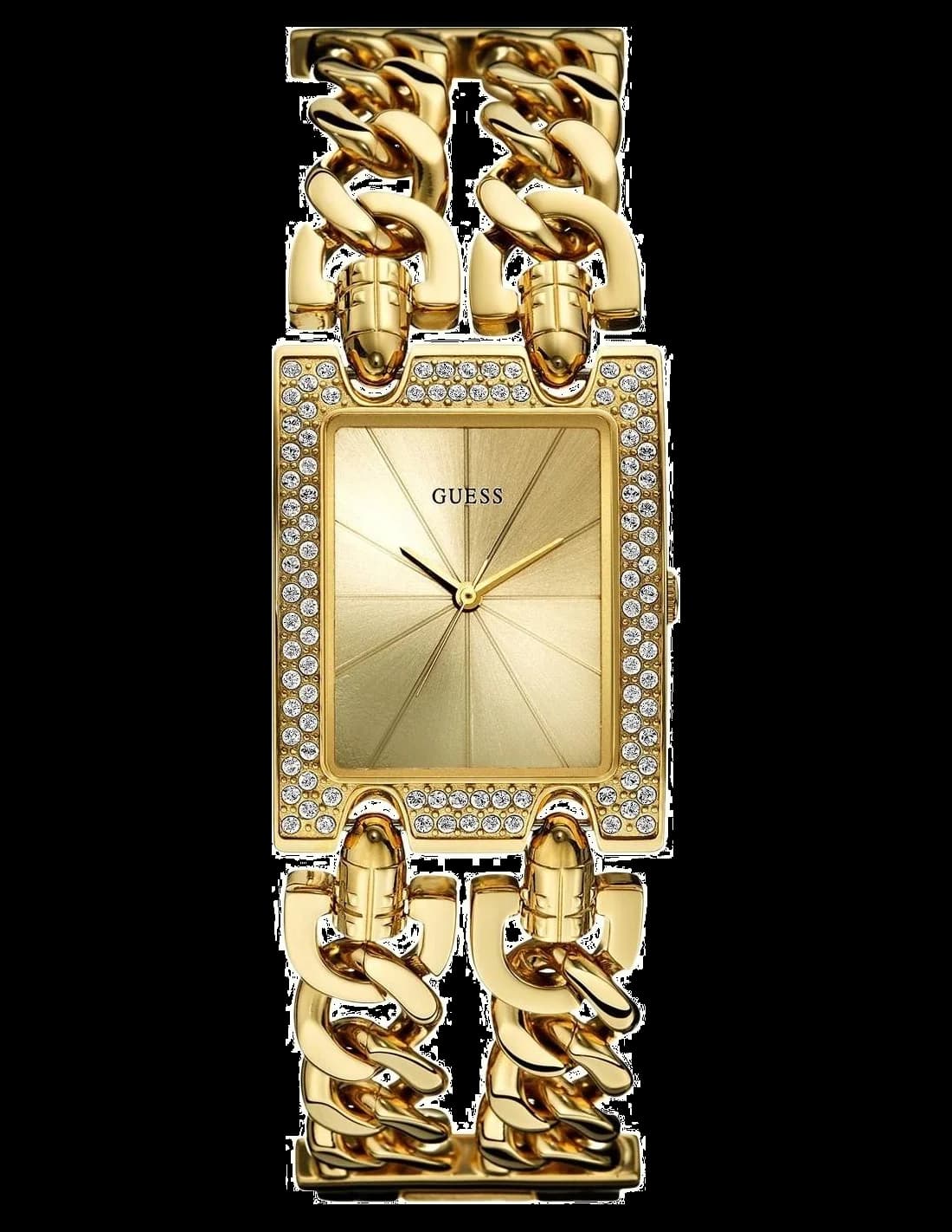 Montre Guess W0072L1 cadran doré soleil, aiguilles et index dorés crème, style chic casual