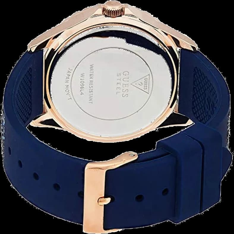 Montre Femme Guess W1096L4 Bracelet en Silicone Bleu et Boîtier Acier vue 3
