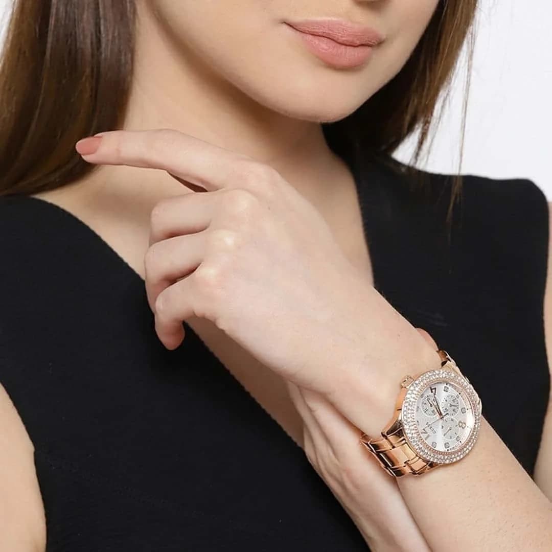 Montre Guess W1097L3 femme verso boîtier or rose