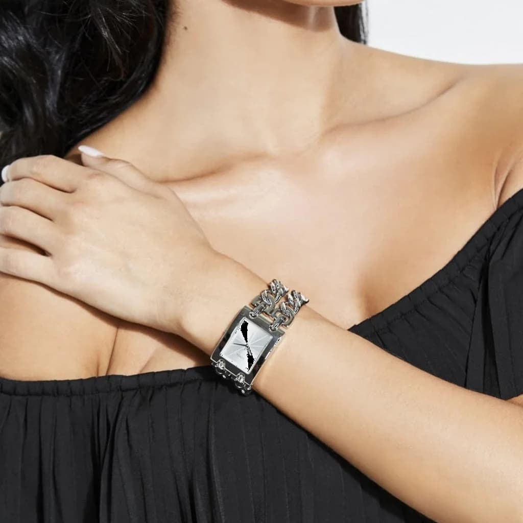 Montre Femme Guess W1117L1 Heavy Metal Bracelet Chaîne Acier Argenté vue 5