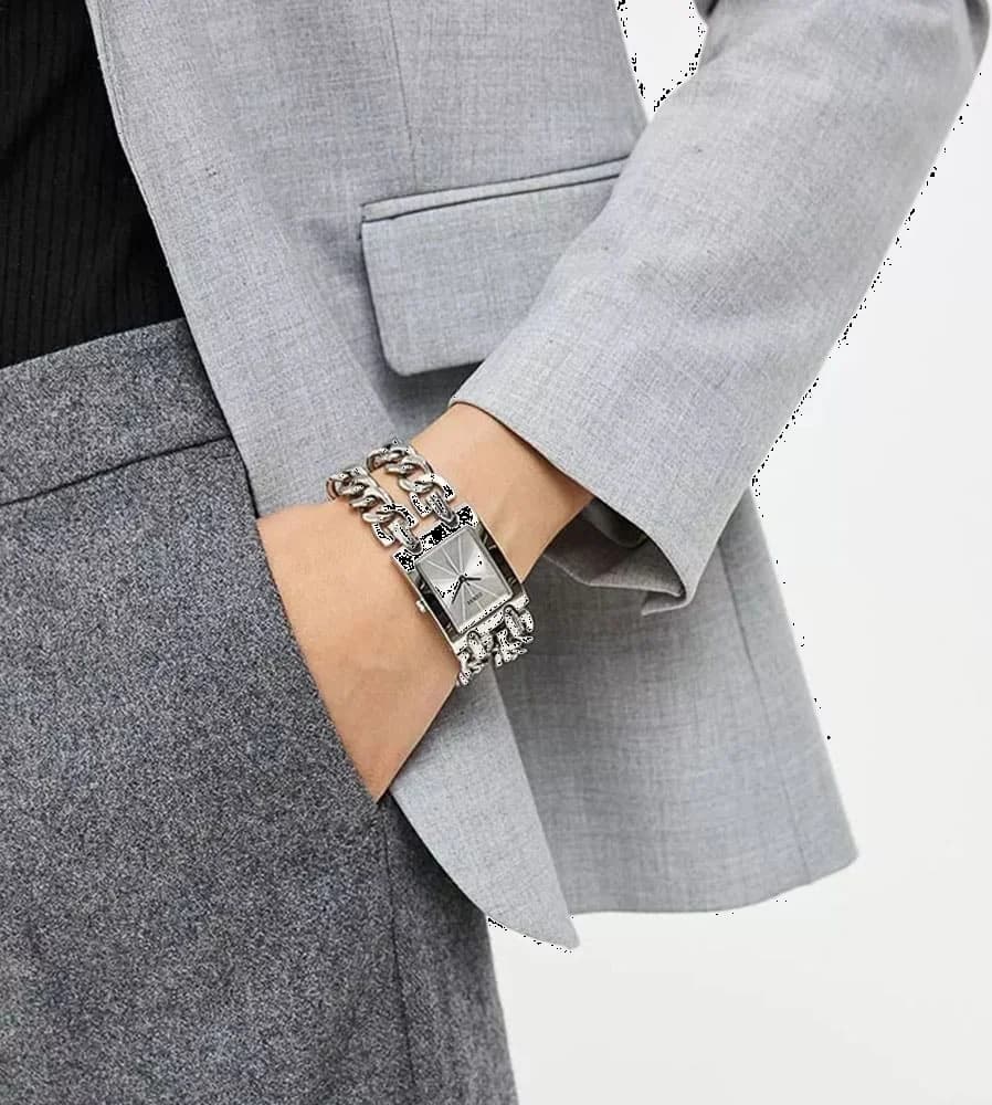 Montre Femme Guess W1117L1 Heavy Metal Bracelet Chaîne Acier Argenté vue 6