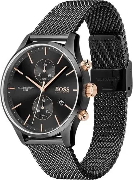 Montre Hugo Boss 1513811 profil bracelet acier inoxydable noir boucle réglable
