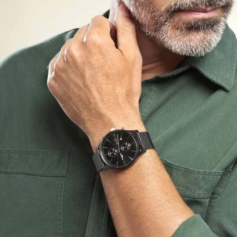 Montre Hugo Boss 1513811 verso boîtier acier inoxydable noir étanchéité 50m