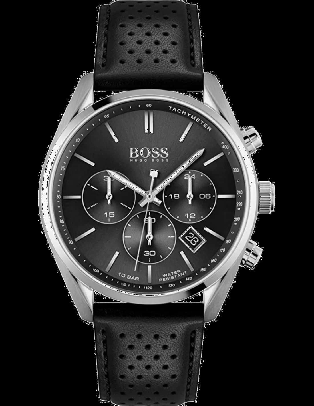 Hugo Boss 1513816 cadran noir et bracelet cuir — Montres Outlet