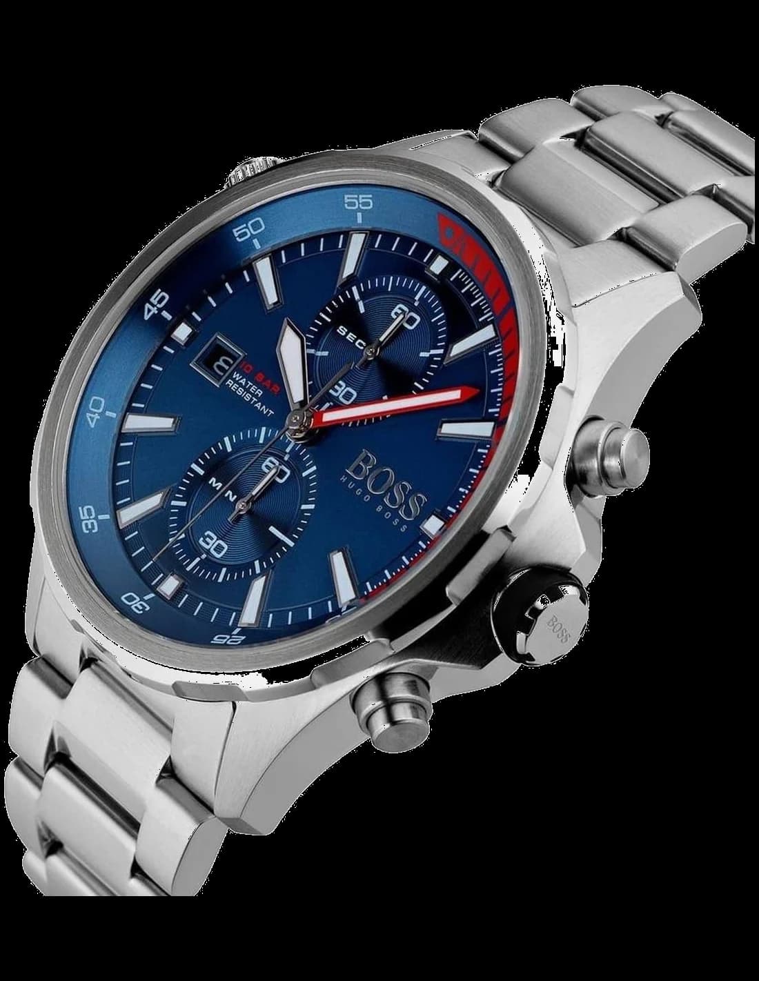 Montre Homme Hugo Boss Globetrotter 1513823 chronographe bleu bracelet acier vue 2