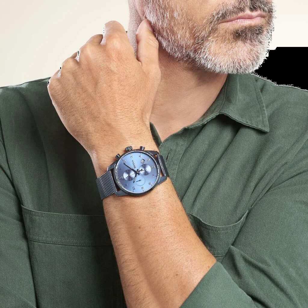 Montre Homme Hugo Boss Skymaster 1513836 bracelet maille milanaise métal bleu vue 4