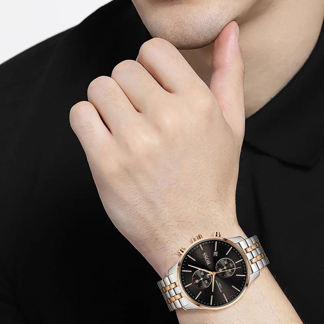 Montre Homme Hugo Boss Associate 1513840 chronographe bicolore vue 3