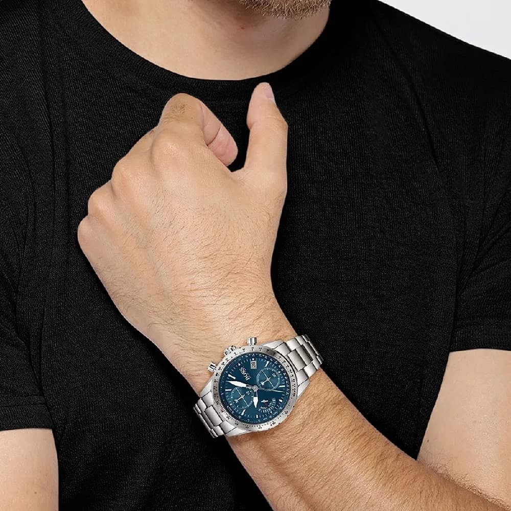 Montre Homme Hugo Boss Pilot Edition 1513850 chronographe cadran bleu vue 5