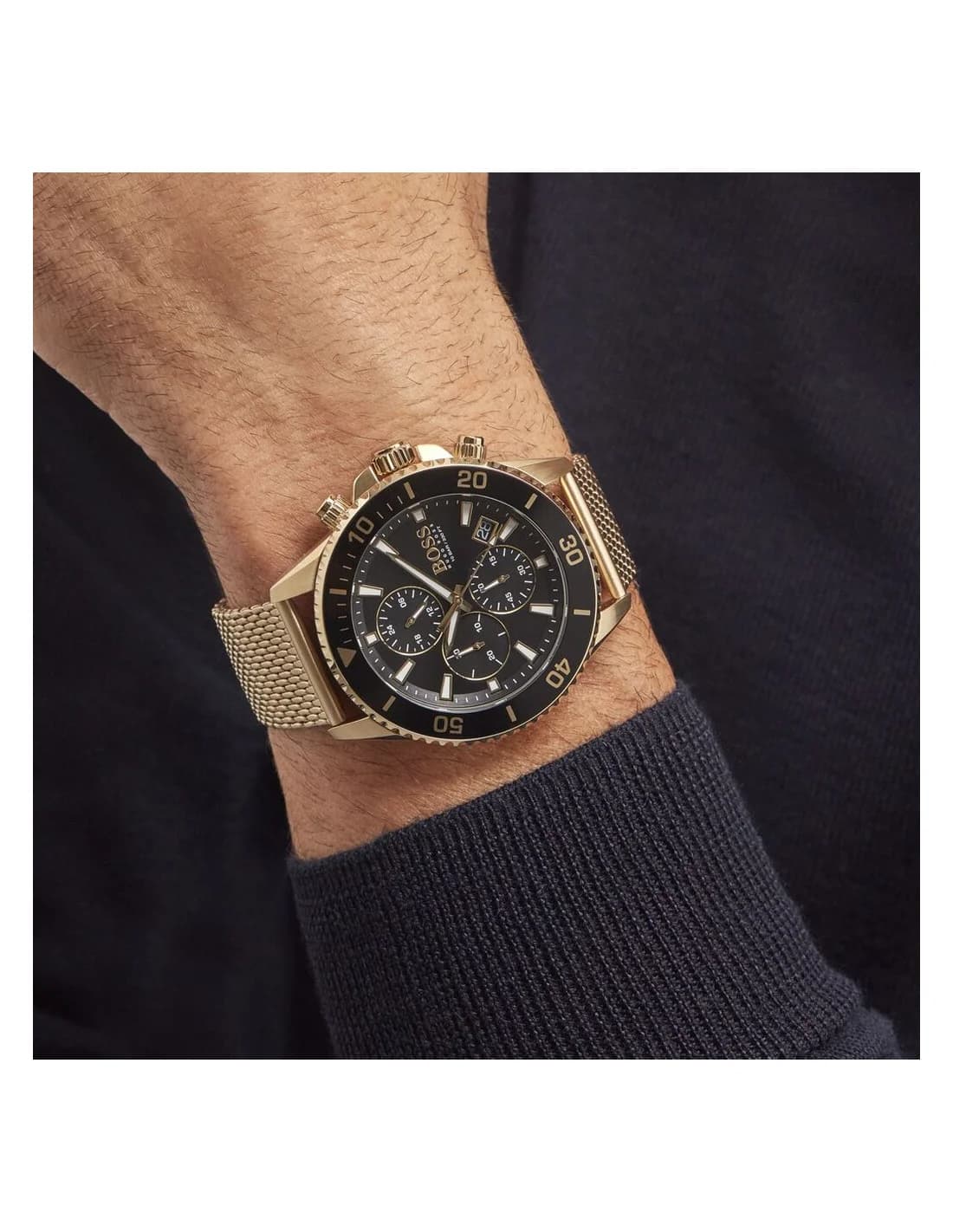 Montre Homme Hugo Boss Admiral 1513906 chronographe doré cadran noir vue 2