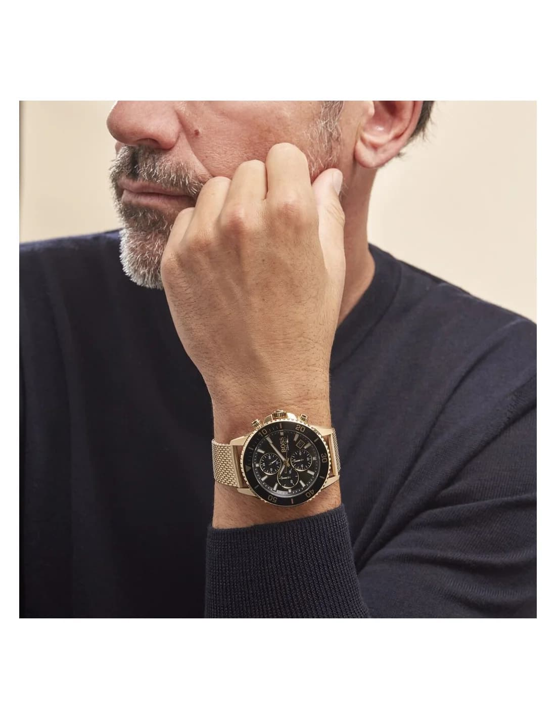 Montre Homme Hugo Boss Admiral 1513906 chronographe doré cadran noir vue 3