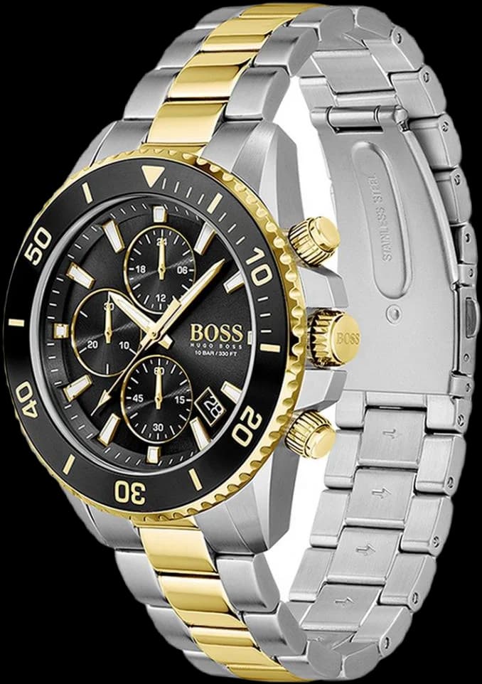 Montre Homme Hugo Boss Admiral 1513908 chronographe bicolore cadran noir vue 2