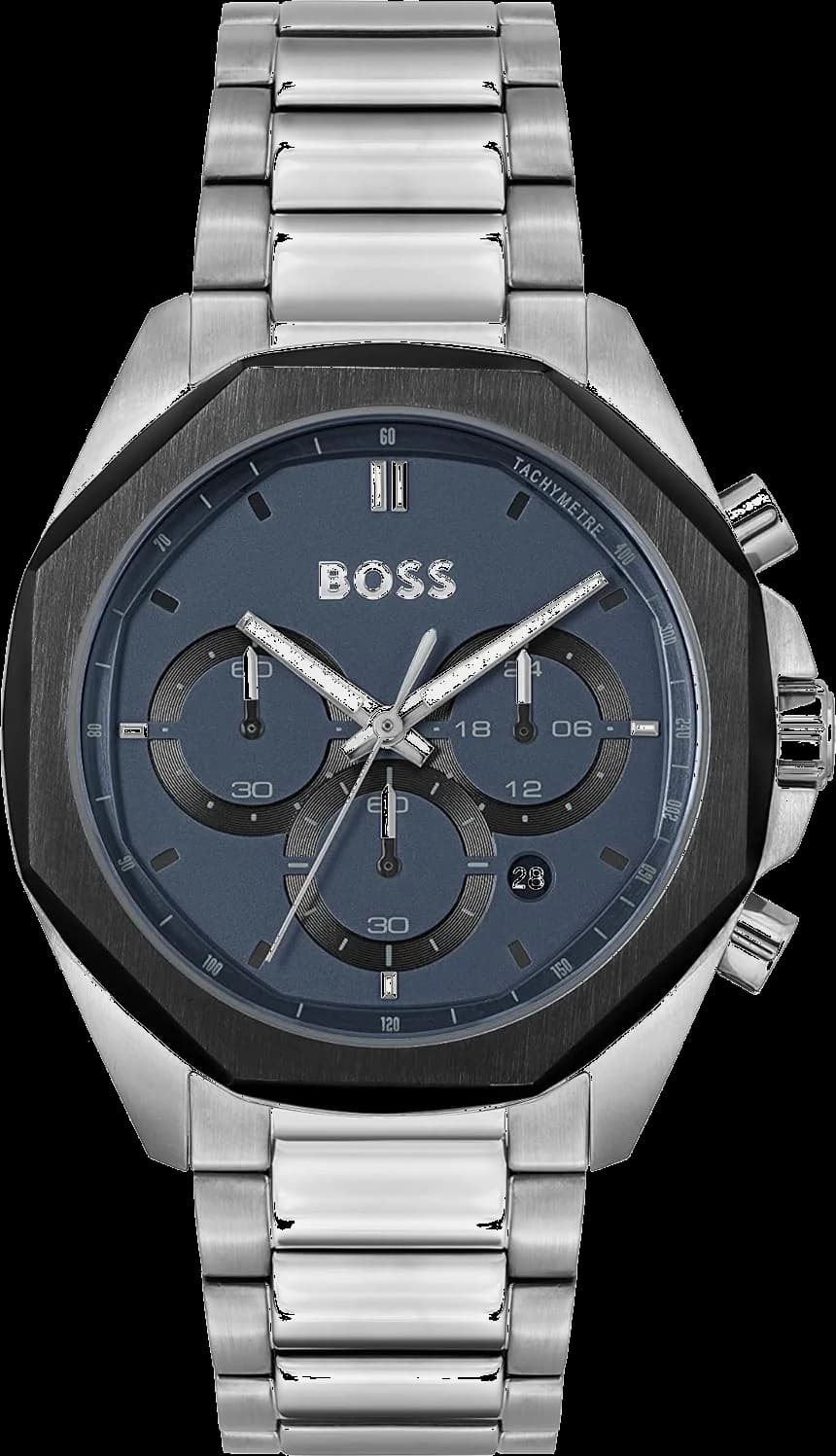 Hugo Boss 1514015 cadran noir et bracelet acier inoxydable — Montres Outlet