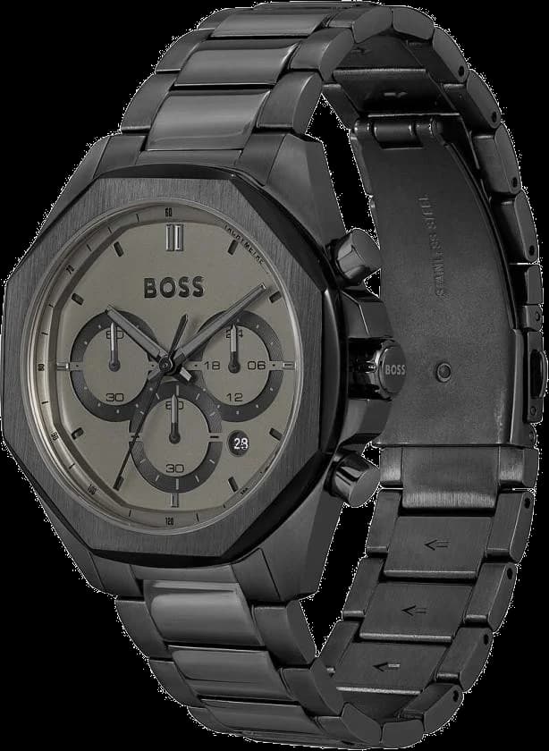 Montre Hugo Boss Cloud Black 1514016 cadran noir bracelet acier vue 2