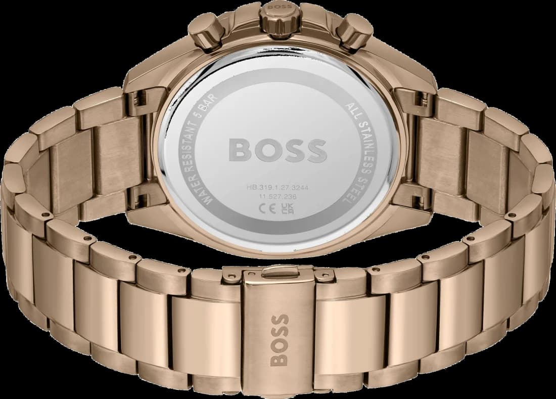Montre Hugo Boss Cloud Bronze 1514019 cadran vert olive bracelet acier doré rose vue 3
