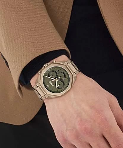 Montre Hugo Boss Cloud Bronze 1514019 cadran vert olive bracelet acier doré rose vue 5