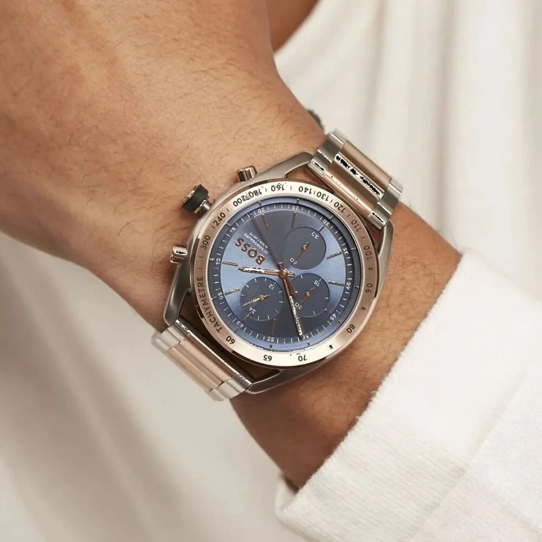 Montre Homme Hugo Boss 1514026 Center Court Acier Bicolore et Or Rose vue 5