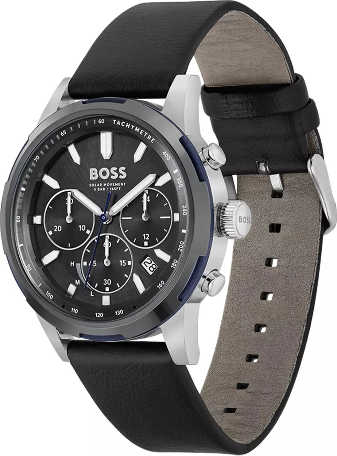 Montre Hugo Boss 1514031 Solgrade en Acier Poli et Cuir Noir vue 2