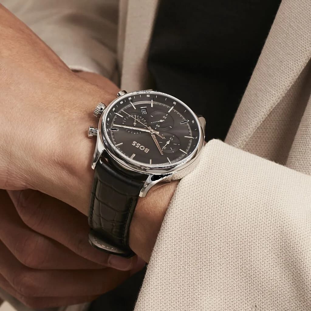 Montre Hugo Boss Sport Lux Gregor 1514049 bracelet en cuir noir vue 4