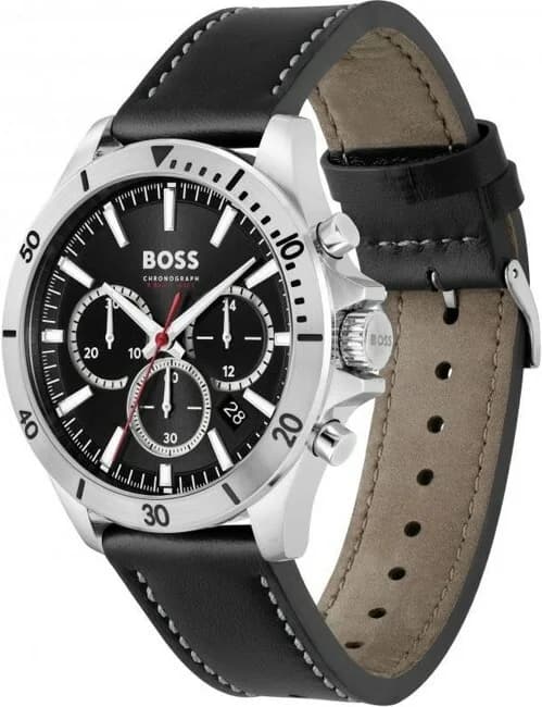Montre Homme Hugo Boss Troper 1514055 bracelet cuir noir cadran multifonctions vue 2