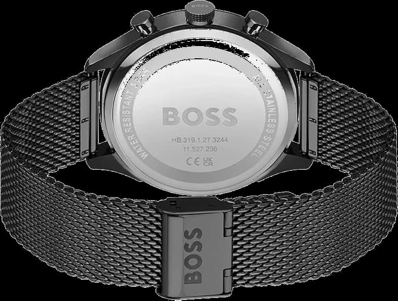 Montre Hugo Boss Gregor 1514065 cadran noir bracelet maille milanaise vue 3