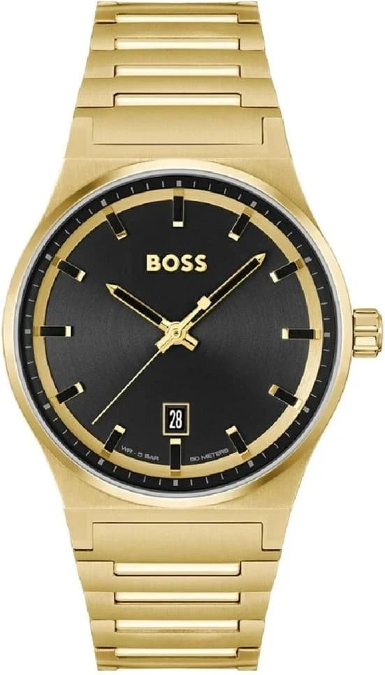 Hugo Boss 1514077 avec cadran noir et bracelet en cuir — Montres Outlet
